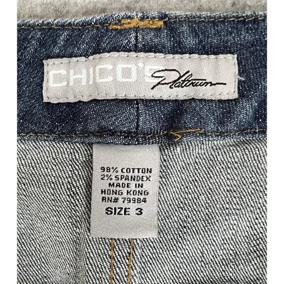 Chico’s Platinum Women’s Jeans Sz XL Beaded Aztec Inspired Embellished Denim - Picture 4 of 16